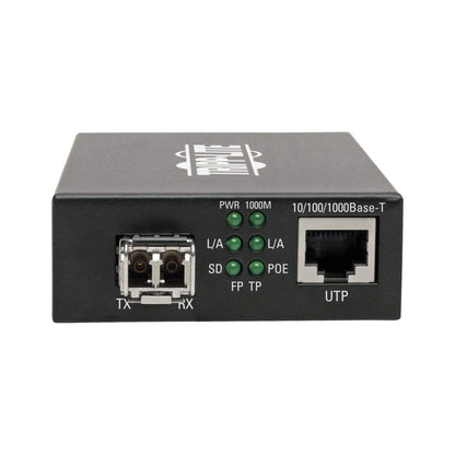 Tripp Lite Multimode Fiber Media Converter, Fiber to Ethernet Converter, Gigabit, POE+, 10/100/1000 LC, 850 nm, 550 m (N785-P01-LC-MM1)