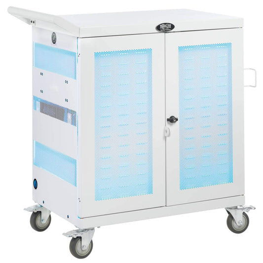 Tripp Lite Safe-IT Hospital-Grade Charging Station Cart, 32-Port USB Charging for iPads Tablets Laptops and Chromebooks and More, UV Light Interior, 2-Year Warranty (CSC32USBWHG)