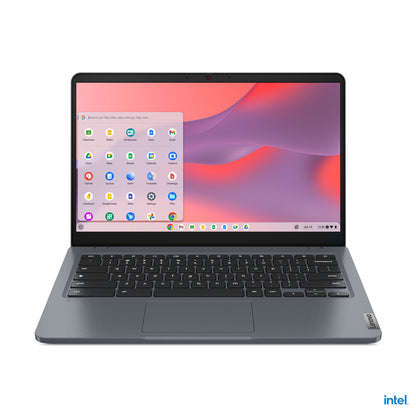 Lenovo 14e Chromebook Gen 3 Intel® N N200 35.6 cm (14") Touchscreen Full HD 8 GB LPDDR5-SDRAM 128 GB eMMC Wi-Fi 6E (802.11ax) ChromeOS US English Grey