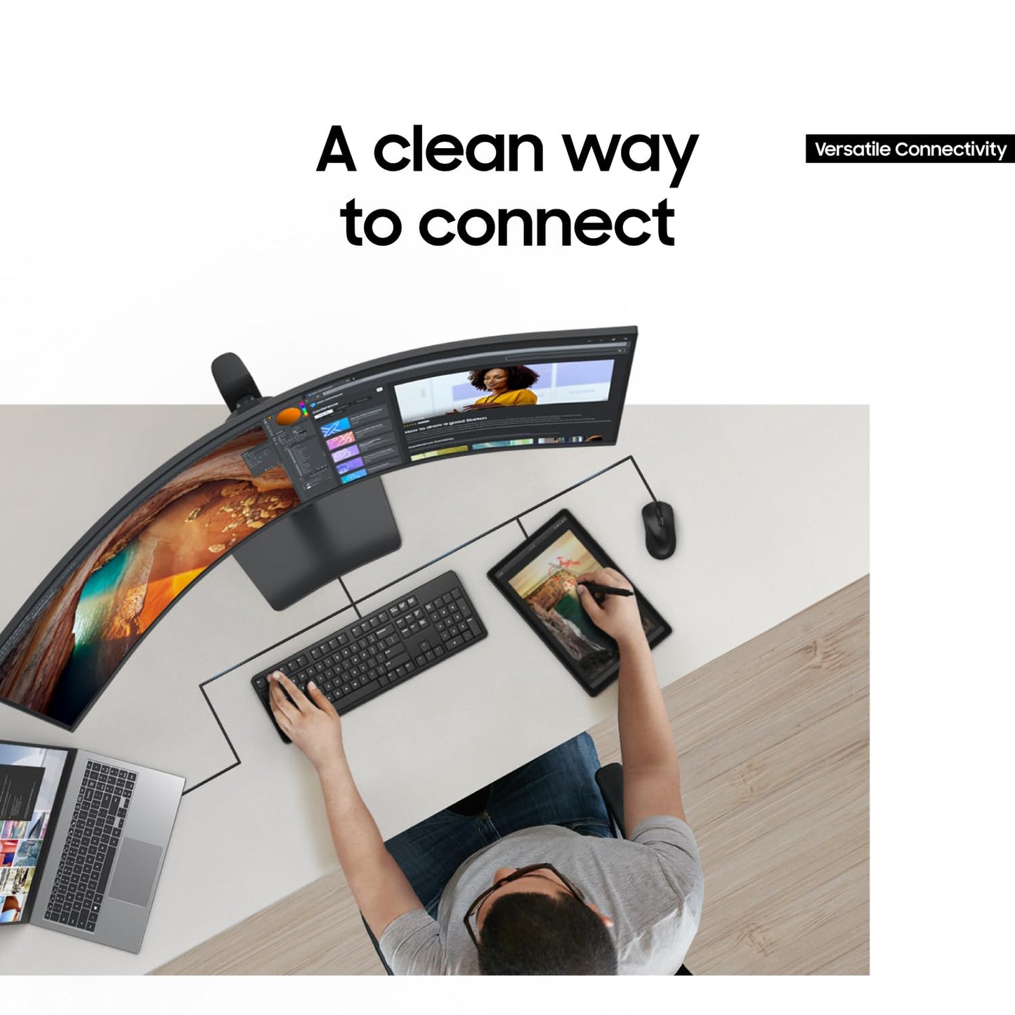 Samsung 49” Business Curved Ultrawide Dual QHD Computer Monitor, USB-C, DisplayPort, HDMI, 120Hz, VESA DisplayHDR 400, Built in Speakers, Height Adjustable Stand, Eye Care, LS49C954UANXZA, 2024