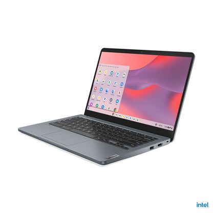 Lenovo 14e Chromebook Gen 3 Intel® N N200 35.6 cm (14") Touchscreen Full HD 8 GB LPDDR5-SDRAM 128 GB eMMC Wi-Fi 6E (802.11ax) ChromeOS US English Grey