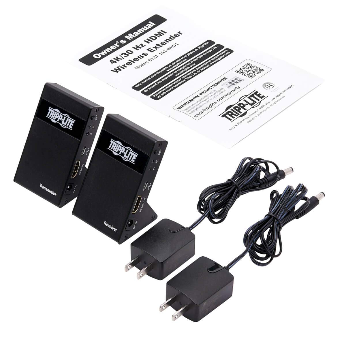 Tripp Lite Wireless HDMI Extender 4K @ 30Hz Zero Latency 7.1 Audio HDCP 2.(B127-1A1-WHD1)