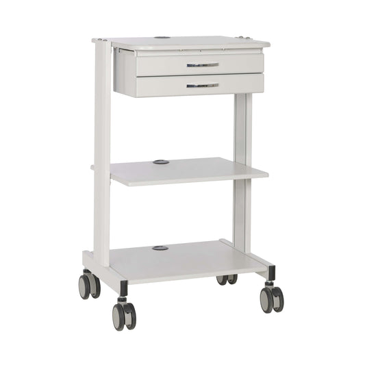 Tripp Lite Mobile Standing Desk, Small Rolling Laptop Cart Workstation Workspace, 2 Adjustable Shelf & 2 Metal Storage Drawers, TAA Compliant, Home Office & School, 5-Year Warranty (WWSS2DWSTAA)