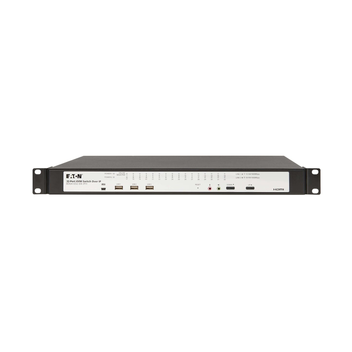 Eaton 16-Port & 32-Port Rack KVM Over IP Switch, Cat5/Cat5e, Virtual Media Connection, Remote & Local Users, Free Software, VGA or HDMI KVM, 1U Rackmount, TAA Compliant, 3-Year Warranty