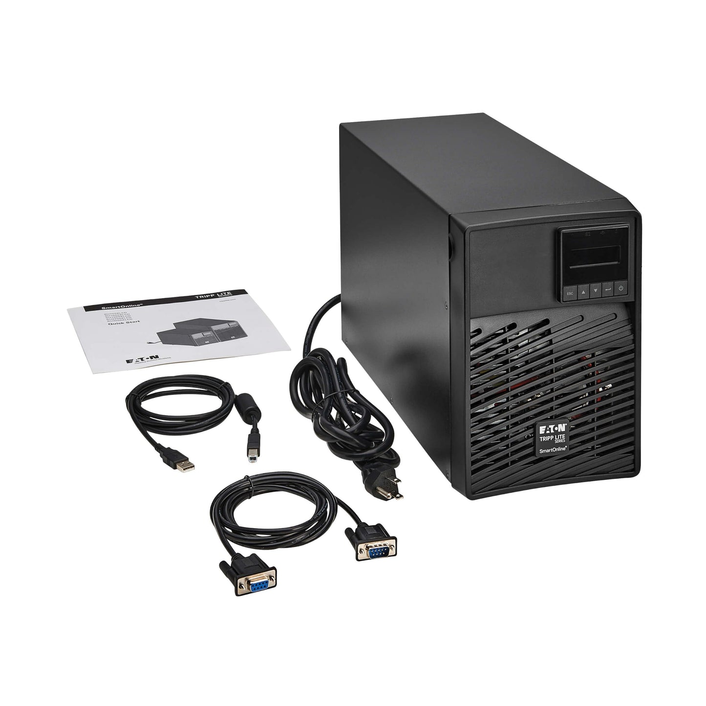 Eaton Tripp Lite Series SmartOnline Tower UPS Battery Backup, Pure Sine Wave Double-Conversion, 120V, AVR, LCD Screen, USB, DB9, 2 Year Warranty & $250,000 Insurance (SU700XLCD)