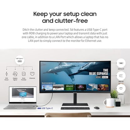 Samsung Viewfinity S65UA Series 34-Inch Ultrawide QHD Curved Monitor