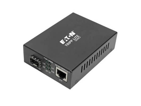 EATON TRIPP LITE SERIES GIGABIT SFP FIBER TO ETHERNET MEDIA CONVERTER, POE+ - 10