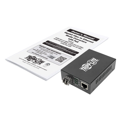 Tripp Lite Multimode Fiber Media Converter, Fiber to Ethernet Converter, Gigabit, POE+, 10/100/1000 LC, 850 nm, 550 m (N785-P01-LC-MM1)