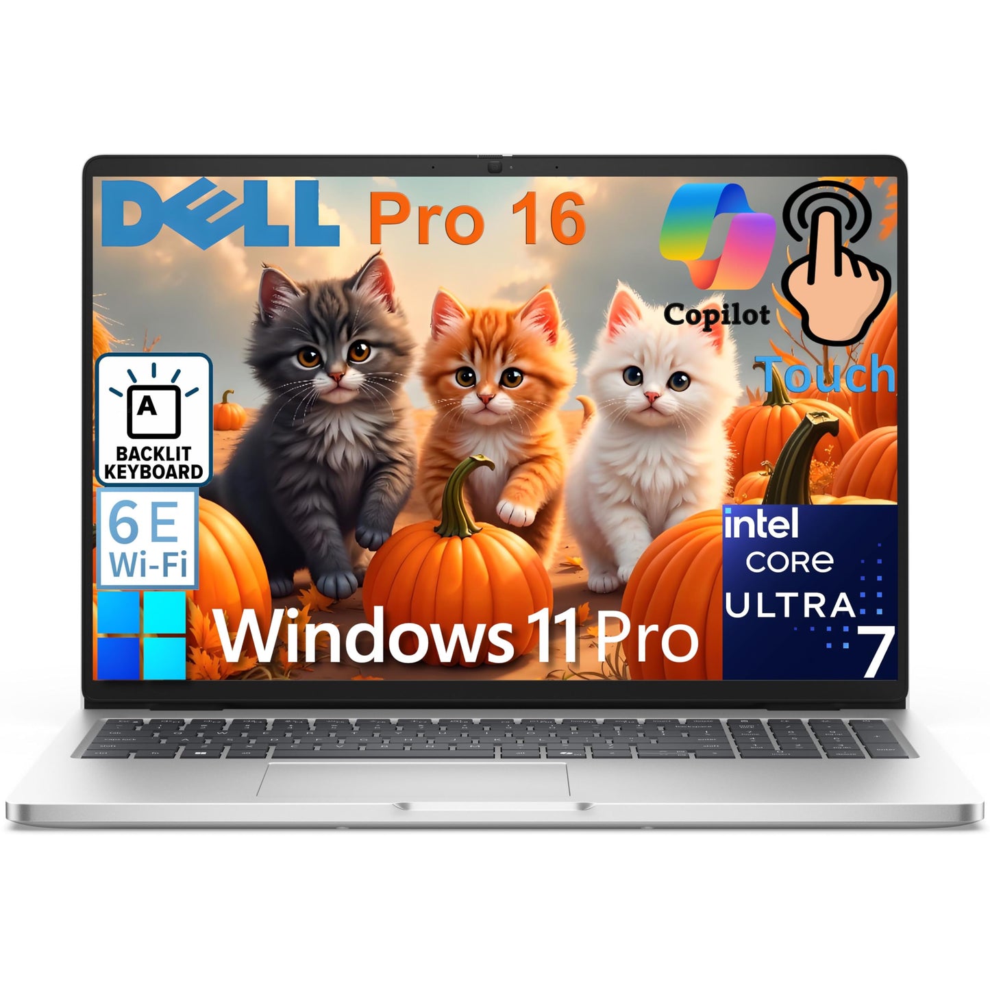 Dell Pro 16 Touchscreen Laptop Computer - (Replaces Latitude 3550) - Intel Core Ultra 7 265U & AI for Business, 16" IPS WiFi 6E, Bluetooth 5.3, Backlit Keyboard, Win 11 Pro