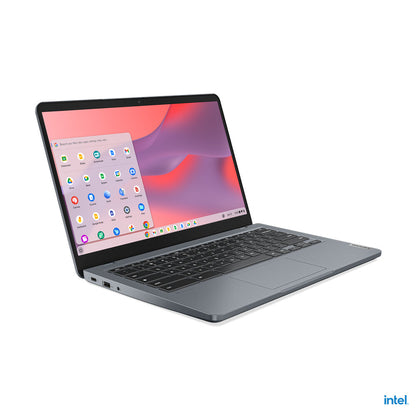Lenovo 14e Chromebook Gen 3 Intel® N N200 35.6 cm (14") Touchscreen Full HD 8 GB LPDDR5-SDRAM 128 GB eMMC Wi-Fi 6E (802.11ax) ChromeOS US English Grey
